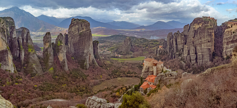 Greece, Meteora:  monasteries on rock pillars