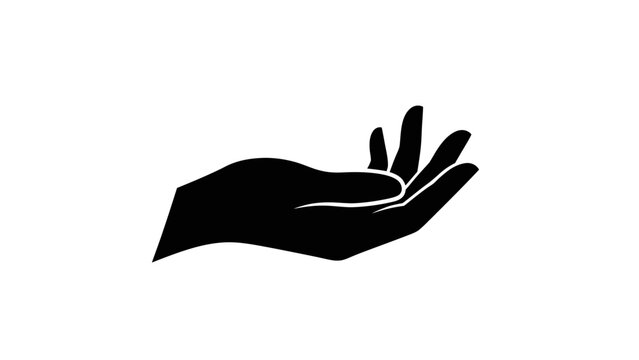 Open Palm Silhouette Offering Support or Receiving Gesture, Black and White