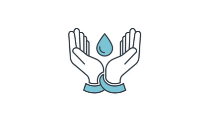 Obraz premium Hands Cupping Water Drop Icon - Cleanliness, Care, Purity Concept