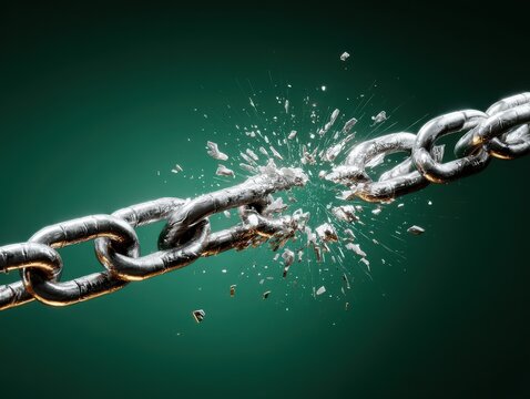 anti corruption broken chain isolated on a green background