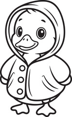 Obraz premium Raincoat Duckling Coloring Page Illustration