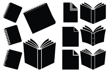 Black and white of notebooks and books spiral notebooks