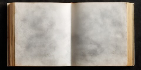 Fototapeta premium Wide open blank book spread on dark background surface