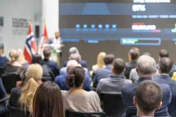 Fototapeta premium Business conference, corporate presentation or international political event