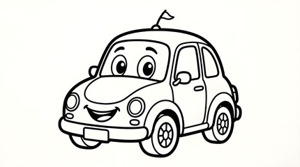 Fototapeta premium Cute Cartoon Car Illustration Outline