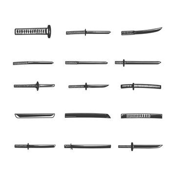 A Collection of Hand-Drawn Japanese Swords
