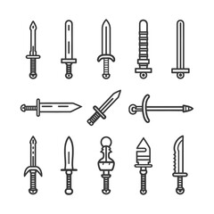 Obraz premium A Collection of Line Art Sword and Knife Icons