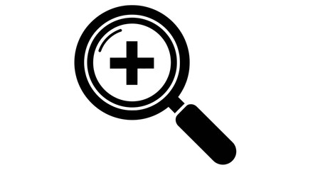 Obraz premium Magnifying glass focusing on a plus symbol for search or addition functions