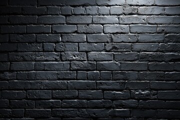 Dark Brick Wall Texture Background with Subtle Lighting.