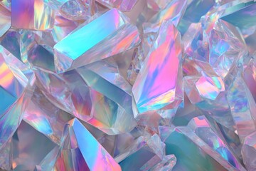 Iridescent Crystal Shards Reflecting Vibrant Holographic Light.