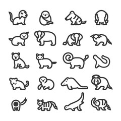 Fototapeta premium A Collection of Twenty Animal Illustrations in a Line Art Style
