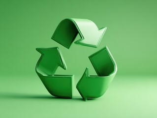 Fototapeta premium recycling symbol 3d object isolated on a green background
