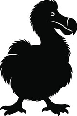 Dodo bird silhouette illustration, extinct prehistoric animal design, black cartoon wildlife vector icon isolated on white background art © MdShafe
