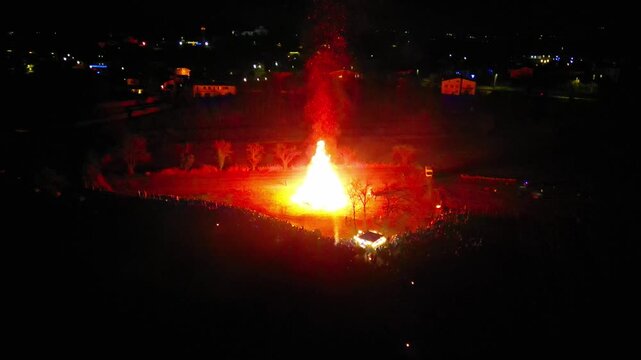 Ancient tradition of epiphany fires in Friuli. Pignarul and fireworks