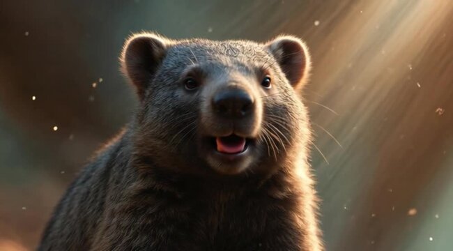 a wildlife and zoology concept featuring a close-up portrait of a wombat.