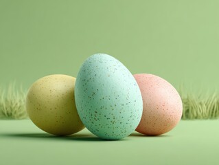 easter egg pastel tones isolated on a green background