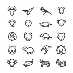 Fototapeta premium A Set of Line Drawings Depicting Various Animals