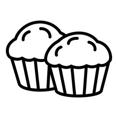 Muffin Cupcake Vector Illustration Line Art Icon for Bakery Menu and Sweet Pastry Food Design