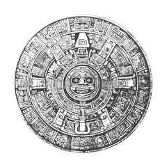 Obraz premium Aztec Calendar Stone with Detailed Relief Carving