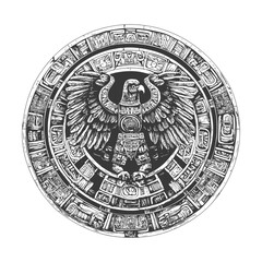 Obraz premium Aztec Eagle Symbol with Ornate Circular Frame