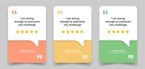 3D bubble testimonial banner, quote, infographic. Social media post template designs for quotes. Empty speech bubbles, quote bubbles and text box. Vector Illustration EPS10.