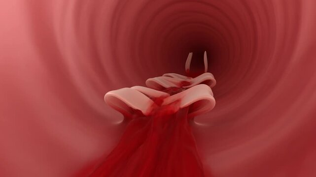 Medical illustration of blood clot in vein, deep vein thrombosis (DVT) risk, cardiovascular health, circulatory system disease
