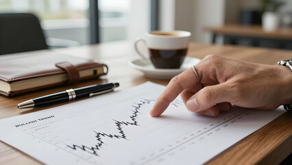 Macro Close-Up of Candlestick Chart Marking Bullish Trend on Office Desk