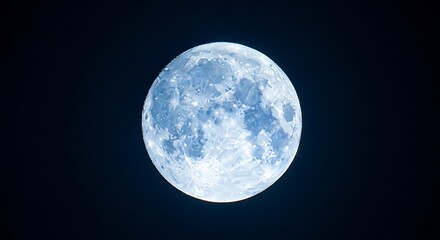 Obraz premium A detailed, cool-toned image of a full, illuminated celestial orb against the night sky