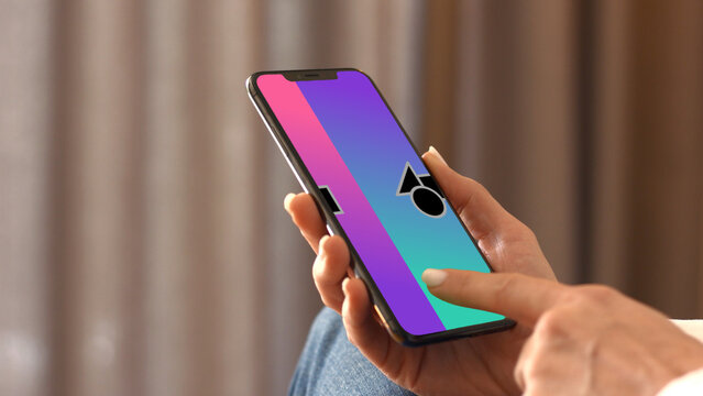 Mobile 12 Swipe Single &ndash; High Detail Smartphone Screen Presentation, Touch Swipe Scroll Tap Animation, Vertical App UI UX Interface Showcase Template