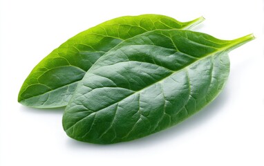 Obraz premium Fresh green spinach leaves isolated on white background healthy food concept