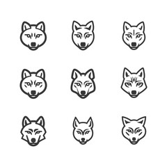 Obraz premium Nine Line Art Wolf Heads Facing Forward