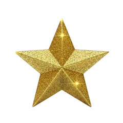 Obraz premium Golden glitter star decoration isolated on transparent background