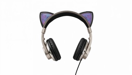 Stylish cat ear headphones with colorful led ears for gaming, streaming, and online content creators on white background