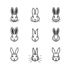 Obraz premium Nine Variations of Bunny Face Line Art