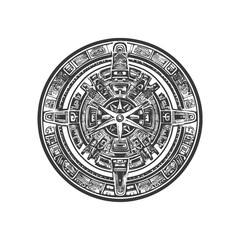 Obraz premium Ornate Circular Design with Geometric Shapes and Faces