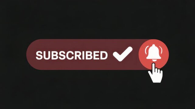 Subscribed button with notification bell icon and hand cursor