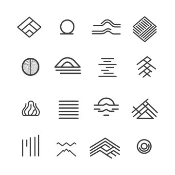 Set of 16 Abstract Minimalist Line Art Icons