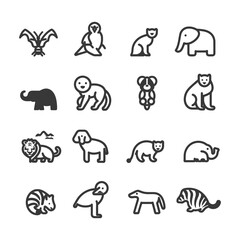 Fototapeta premium Set of 16 Animals Line Icons