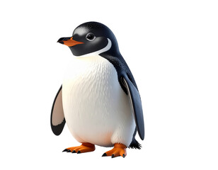 Fototapeta premium Animated penguin character in full body stance with glossy black and white plumage