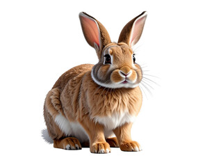 Obraz premium Animated brown domestic rabbit with fluffy fur and long ears seated