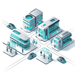 Futuristic Smart City with Autonomous Vehicles and Modern Architecture.