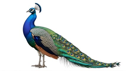 Fototapeta premium A vibrant peacock standing proudly on a transparent background