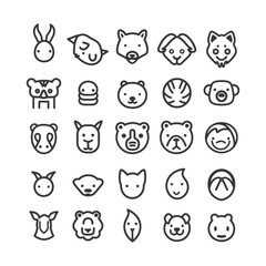 Fototapeta premium Set of 25 Line Art Animal Icons