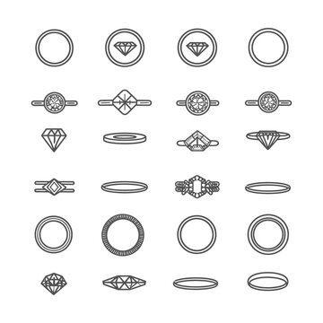Set of Different Styles of Diamond Engagement Rings