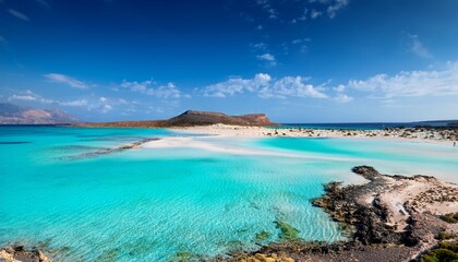 Fototapeta premium elafonissi beach with turquoise water on crete island a scenic coastal landscape earth day