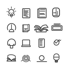 Set of Outline Icons for Education, Knowledge, and Information
