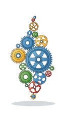 Vibrant gears in motion creating dynamic mechanical harmony