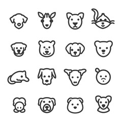 Set of Simple Animal Face Icons