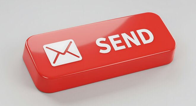 Red send button with envelope icon on light gray background