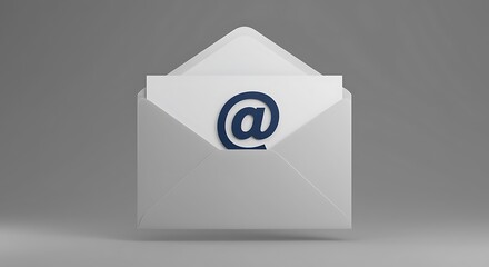 White Envelope With At Symbol Inside Representing Email Communication